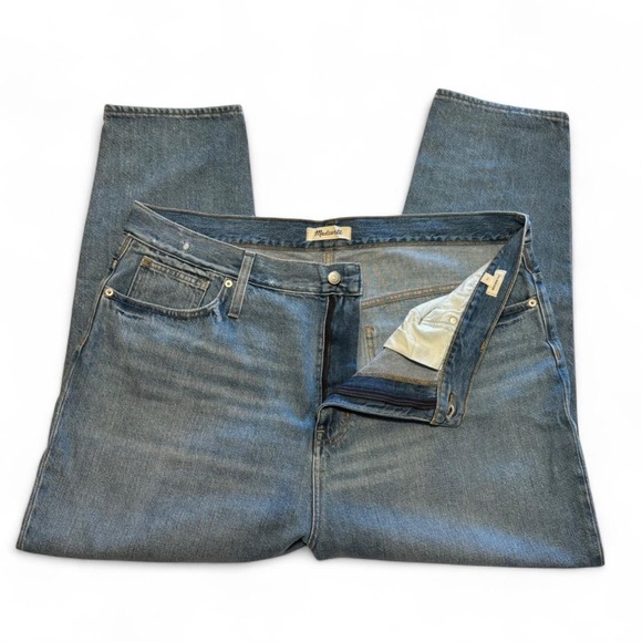 Madewell Womens 35‎ Mom Jean High Rise Straight Leg Light Wash Distressed - Picture 3 of 7